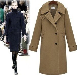 2012 EUROPE STYLE[YZ057]fashion women's long woolen outerwear,woolen trench, wool &blends brand coats jackets free shipping