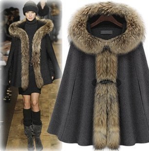 2012 Europe style [YZ085] women's winter woolen trench outerwear overcoats jackets free shipping fur collar
