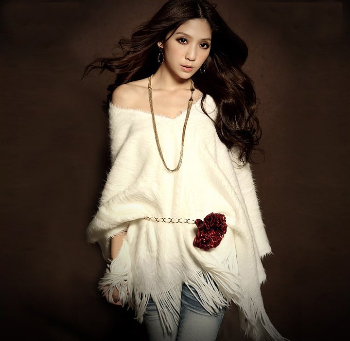 2012 fall and winter Sexy Knitting Wool Cape Coat Tassel Women Bats Sleeve Cloak Shawls 5 Colors