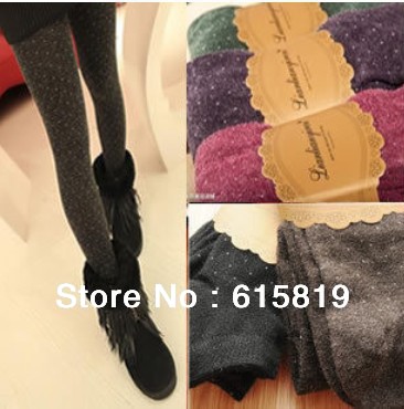 2012 Fall and Winter Wool Blend Thick Warm Pantyhose /Show thin Women DOT Stockings /lady tights (3 Colors for Selection)