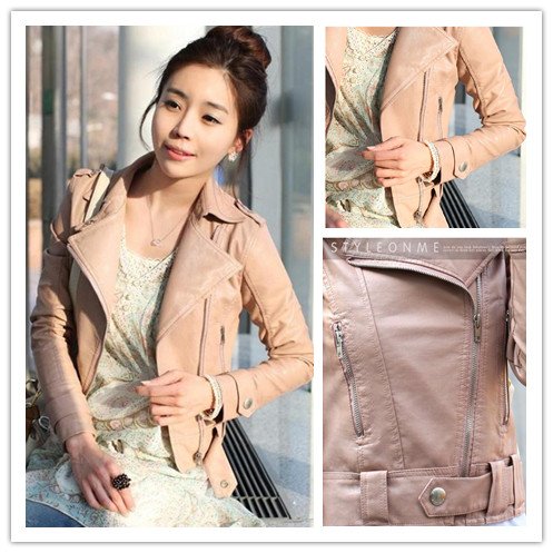 2012 Fall Winter Clothes New PU Jacket British Fashion Locomotive Short Section Slim Lady Ramp Zipper Leather Coat Free Shipping