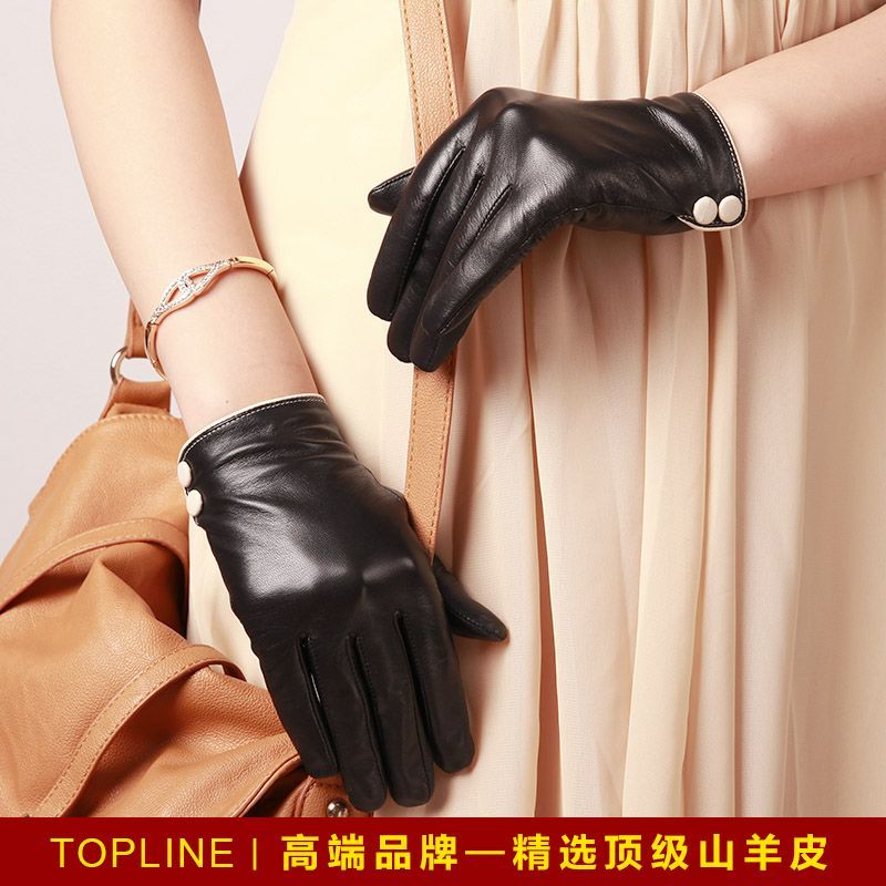 2012 fashion autumn and winter thermal genuine leather suede women's leather gloves Slender