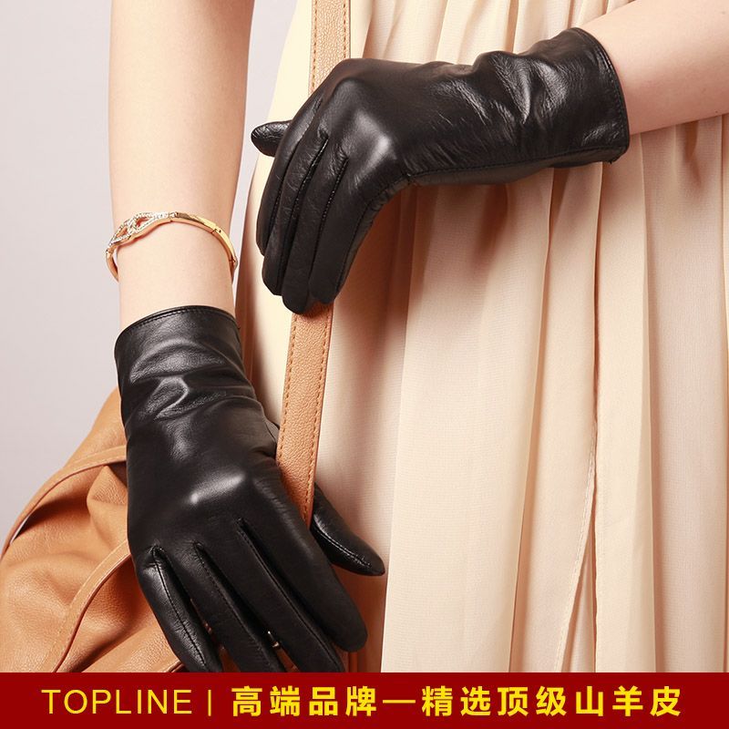 2012 fashion autumn and winter thermal medium-long small suede genuine leather women's gloves