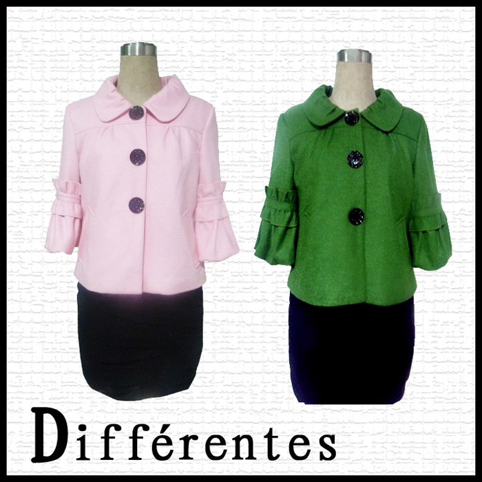 2012 fashion autumn new arrival woolen candy color flower puff sleeve short design half sleeve women outerwear elegant paragraph