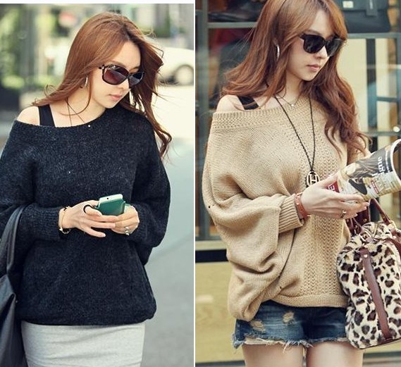 2012 fashion batwing sleeve plus size long sweater loose pullover outerwear
