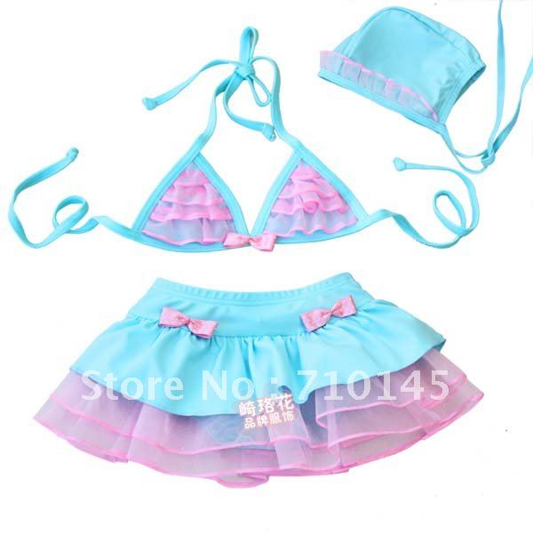 2012 fashion children BIKINI swimsuit bright blue  5 sets/lot 90M-130M wholesale free shipping