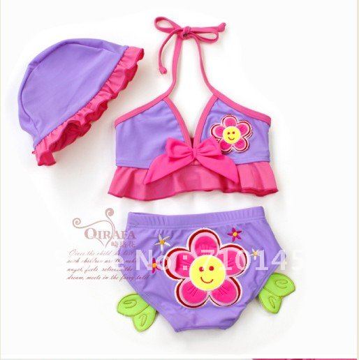 2012 fashion children BIKINI swimsuit flower 5 sets/lot 90M-130M wholesale free shipping