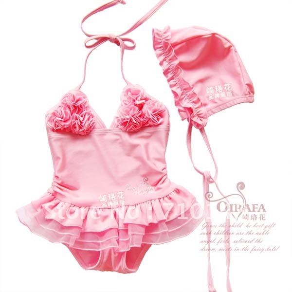 2012 fashion children BIKINI swimsuit pink 5 sets/lot 90M-130M wholesale free shipping
