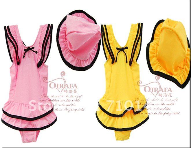 2012 fashion children BIKINI swimsuit pink and yellow 5 sets/lot 90M-130M wholesale free shipping
