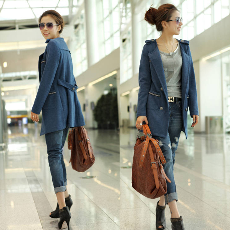 2012 fashion design solid color long trench women's