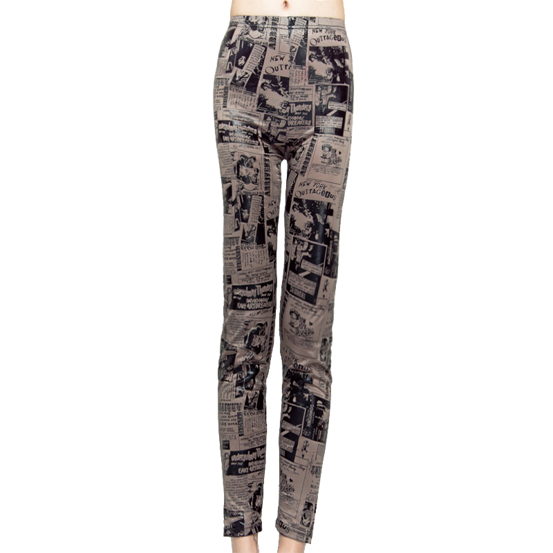 2012 fashion digital pattern faux leather slim legging