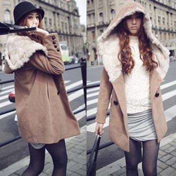 2012 fashion double breasted female overcoat faux slim overcoat outerwear woolen free shipping