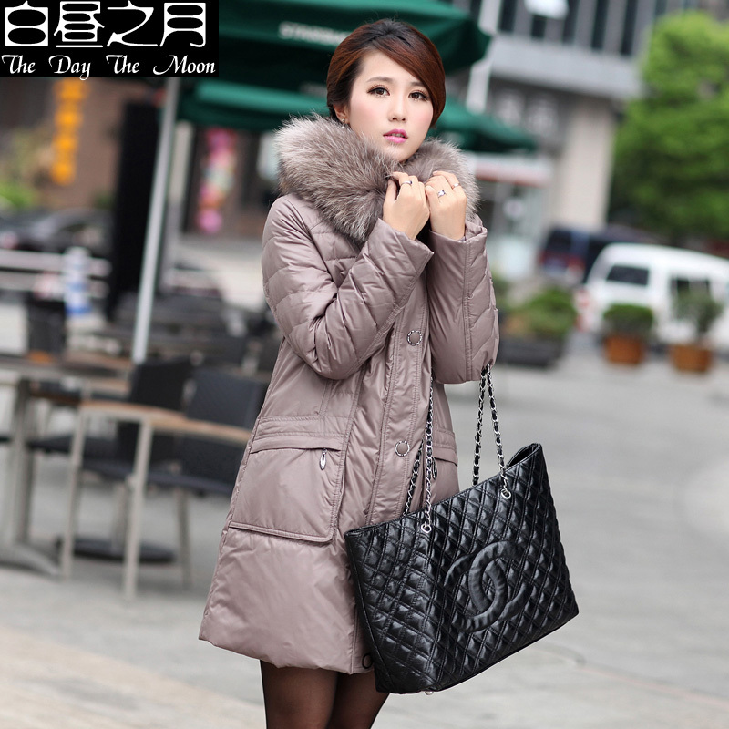 2012 fashion down coat Plus size new arrival winter formal raccoon fur luxury  Women's medium-long women down jacket
