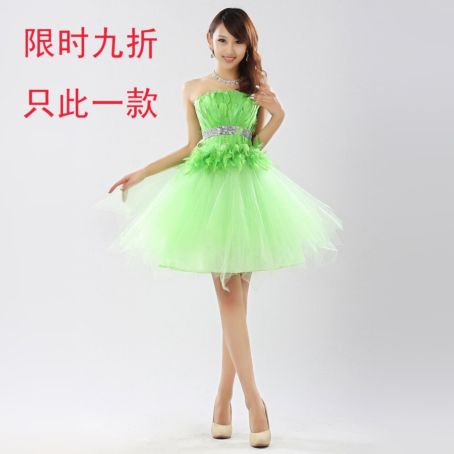 2012 Fashion Feather Evening dress Knee-Length short design Elegant evening dress Party Club Prom Wear costume Quality clothes