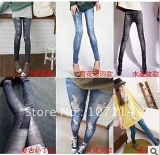 2012 Fashion Free Shipping New Arrival Women leggings,Leather tights pants Wholesale Stretchy Leggings jeans imitation  3pcs/lot