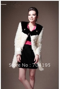 2012 Fashion   Fur jacket   Faux Patchwork rabbit fur Coat   fashion outerwear   Winter OverCoat