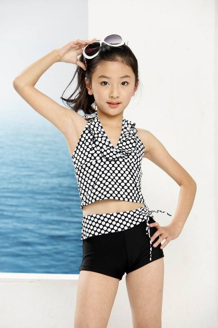 2012 fashion girl Two Piece bikini 3~13T,kid mini summer swimwear,cute child swimsuit with dot printed,lovely kid beachwear