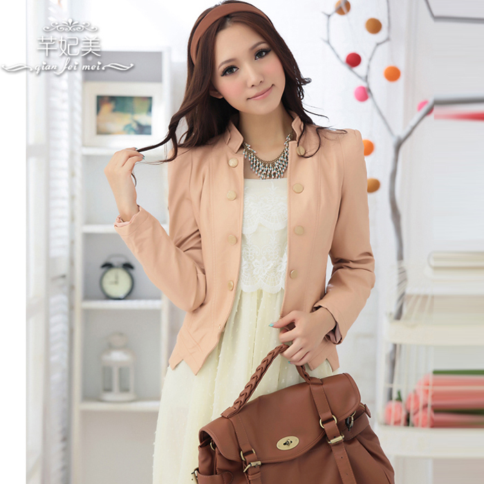 2012 fashion handsome all-match leather clothing short jacket top plus size