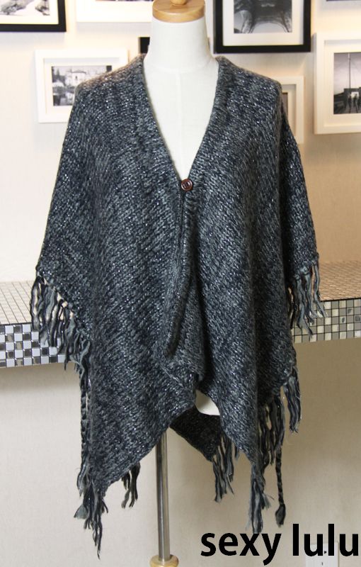 2012 fashion horn button one button thick yarn thickening large cape