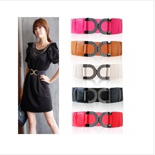 2012 Fashion Inlaying Elastic Waist Women Leather Buckle Belt Cronyism y270