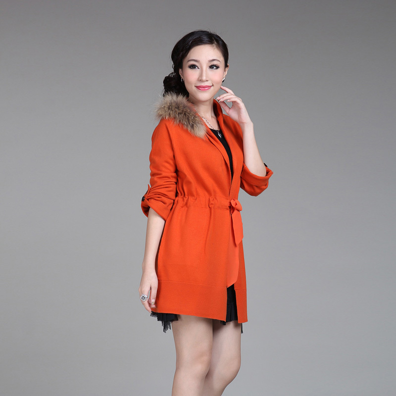 2012 fashion knitted wool slim trench outerwear Free Shipping