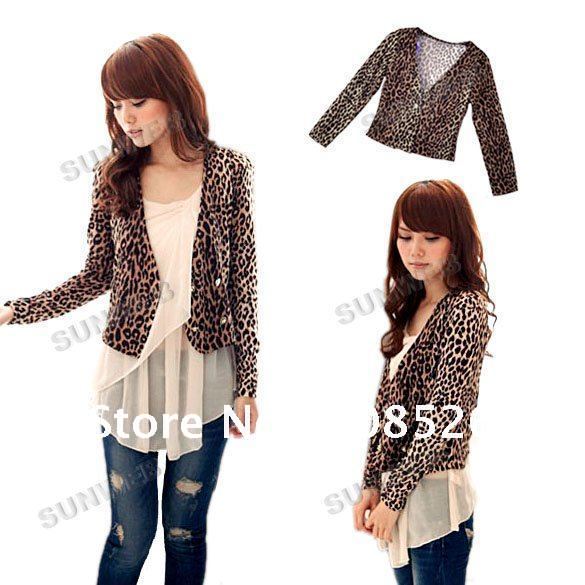 2012 Fashion Lady's Double-breasted Jacket New Women's Leopard Coat Free Shipping 5854