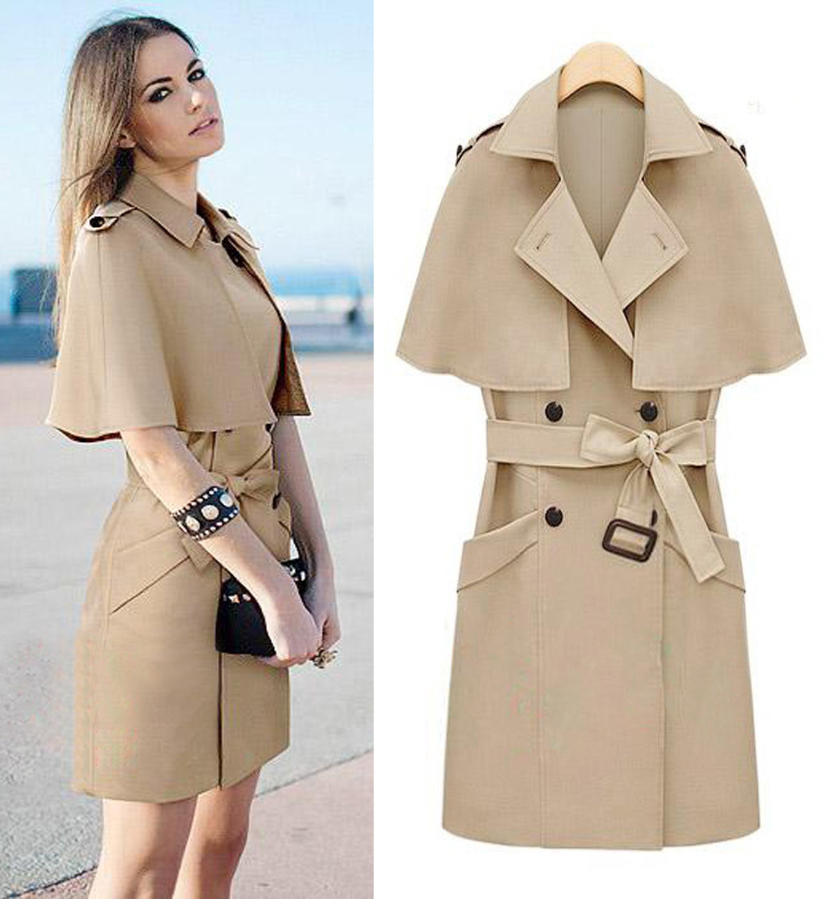 2012 fashion lady winter coat poncho cape lady trench  short sleeve  women outerwear hot sell