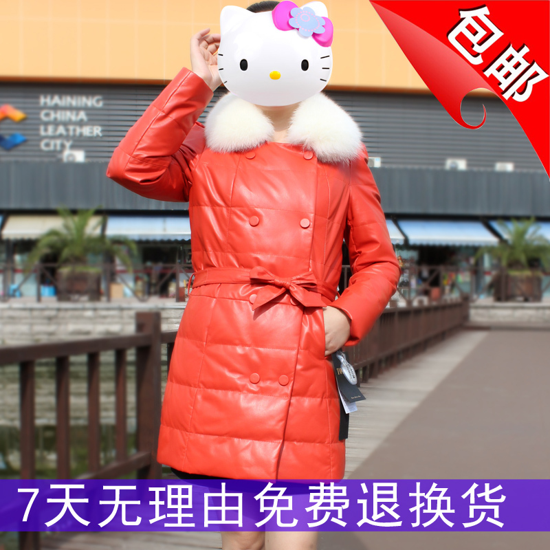 2012  fashion Leather clothing  genuine leather down coat medium-long plus size sheepskin women's winter   women's down jacket