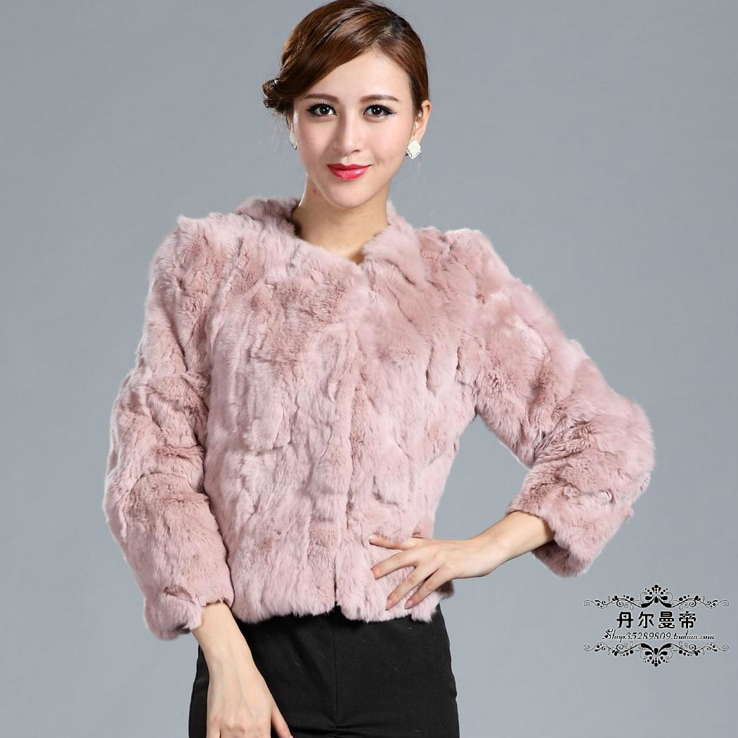 2012 fashion medium-long women's short design rex rabbit hair fur coat fur overcoat