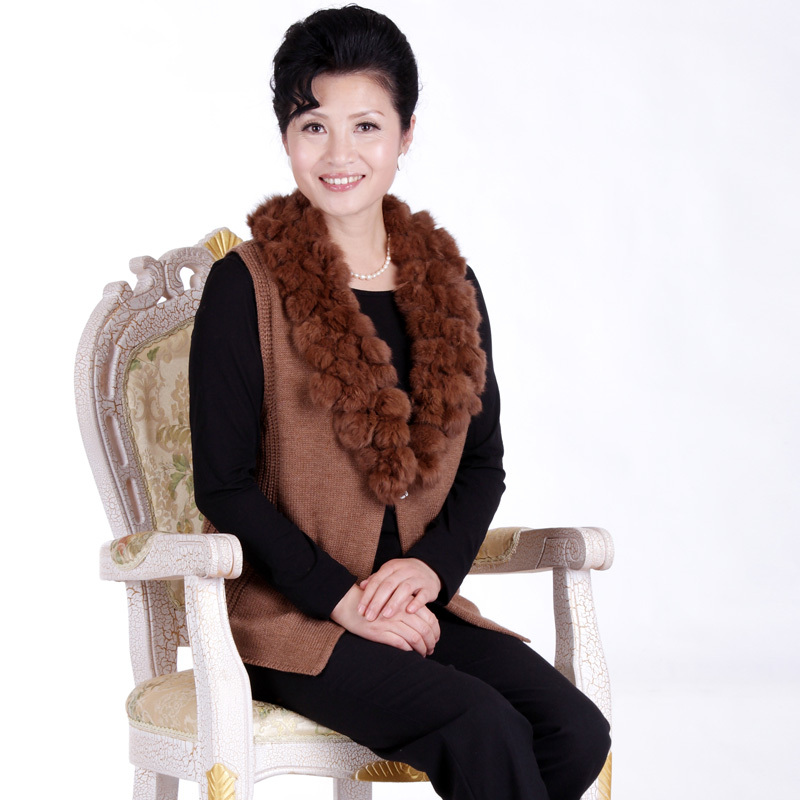 2012 fashion middle-age women fur collar vest cardigan quinquagenarian women's winter sweater outerwear