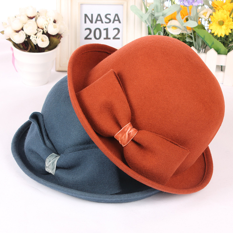 2012 fashion new arrival woolen fedoras bucket hats bucket hat women's vintage hat