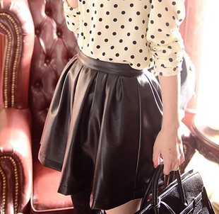 2012 Fashion New Autumn/Winter Euro Vintage PU Faux Leather Ball Grown Skirts For Women Free Shipping