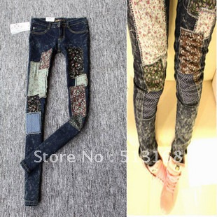 2012 fashion new Funny Detailed Women Leopard Cutout Broken Ripped Amazing Jeans trousers Jeggings Free Shipping