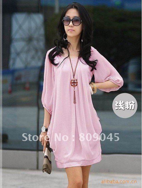 2012 Fashion New ladies' Women Graceful Gentlewomanly Bracelet Sleeve Mini Chiffon Dress