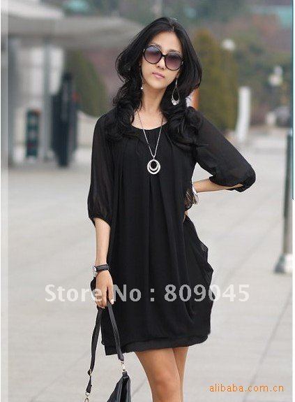 2012 Fashion New ladies' Women Graceful Gentlewomanly Bracelet Sleeve Mini Chiffon Dress