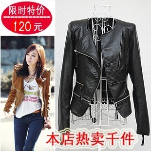 2012 fashion normic cool elegant fashion zipper decoration leather clothing outerwear