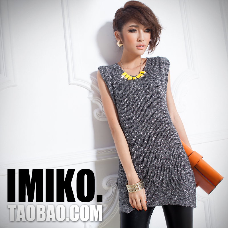 2012 fashion o-neck sleeveless women's medium-long sweater