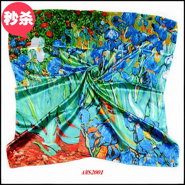 2012 Fashion oil painting 88cm large facecloth silk scarf ams2001