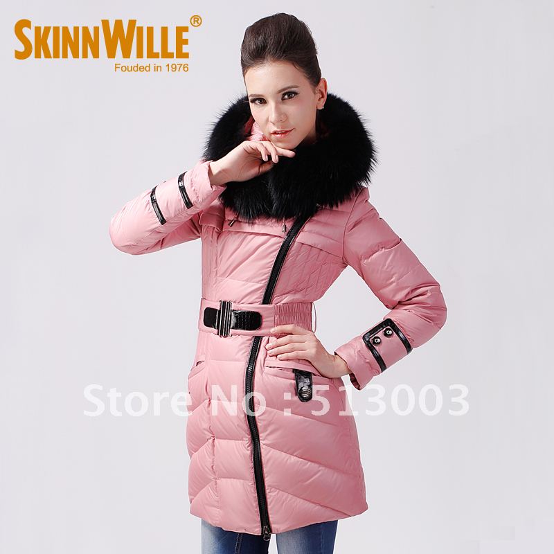 2012 fashion plus size female down coat big raccoon fur down coat female slim 71113