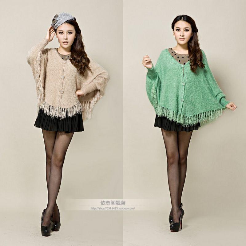 2012 fashion poncho series women's sweater plus size tassel shirt (WC005)
