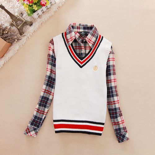 2012 fashion preppy style women's V-neck solid color sweater vest sweater wool waistcoat
