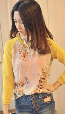 2012 fashion print o-neck usuginu pullover sweater