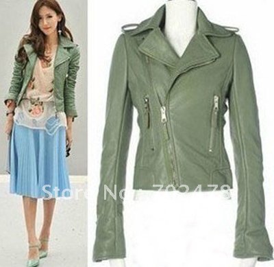 2012 fashion PU leather motorcycle jacket elegant slim leather short jacket free shipping dropship jackets