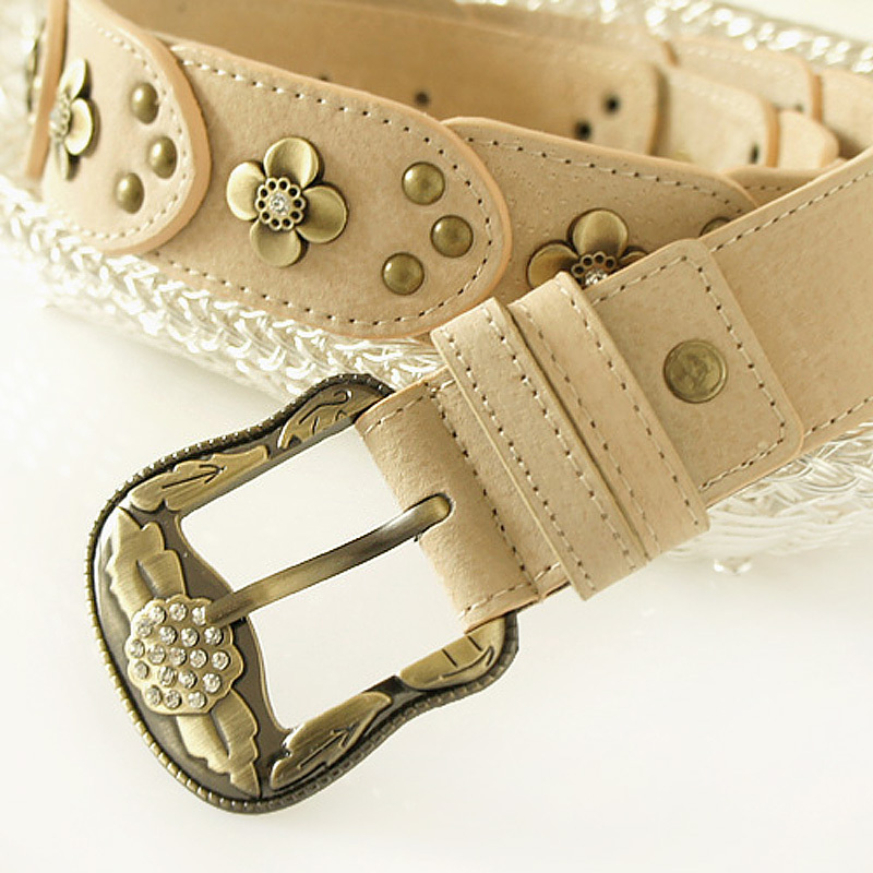 2012 fashion rhinestone vintage buckle decoration strap Women genuine leather women's belt all-match