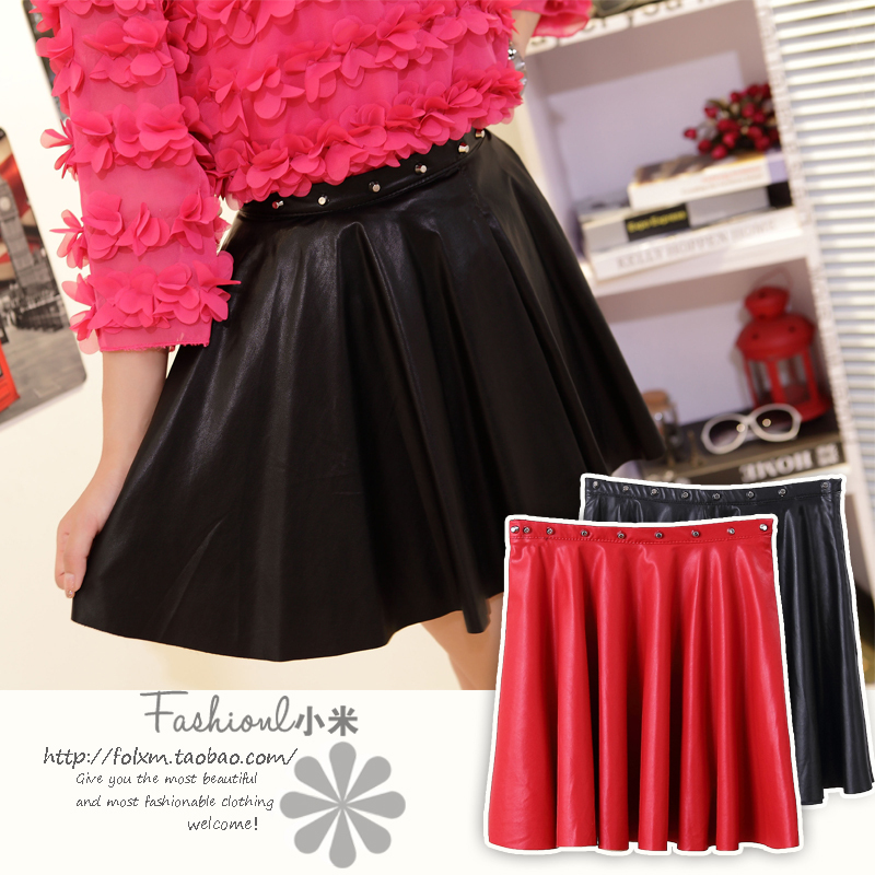 2012 fashion rivet expansion bottom small leather skirt short design bust skirt ZL017