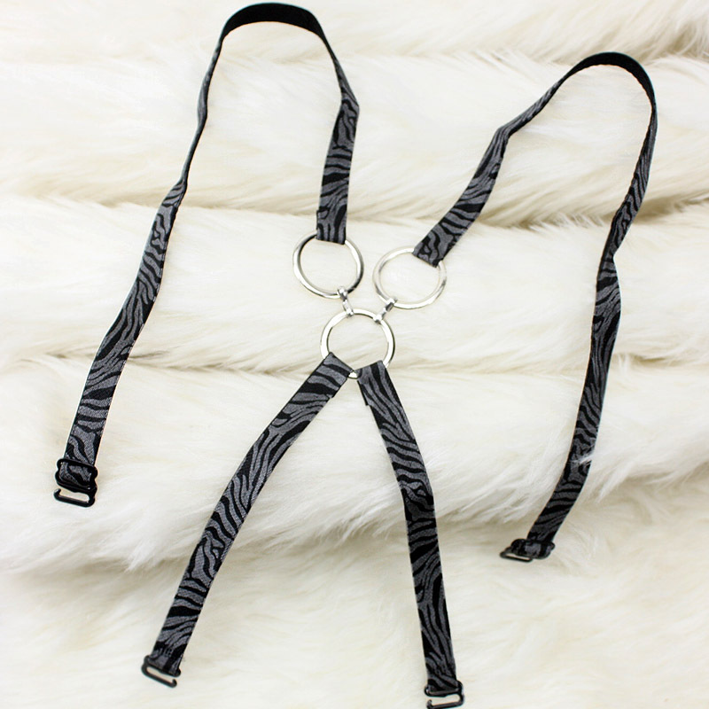 2012 fashion savager metal circle of tricyclopinate grey zebra print cross shoulder strap pectoral girdle