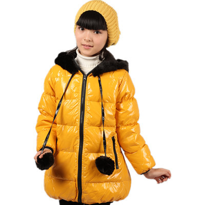 2012 fashion shiny candy color child down coat female child medium-long children's clothing