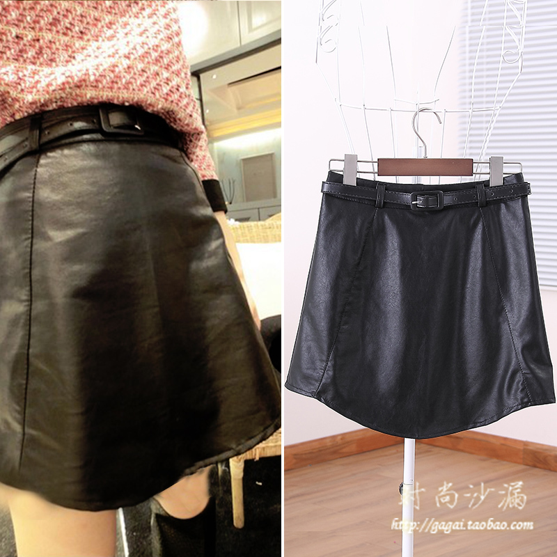 2012 fashion slim a-line skirt half-length leather skirt slim hip small short skirt e55