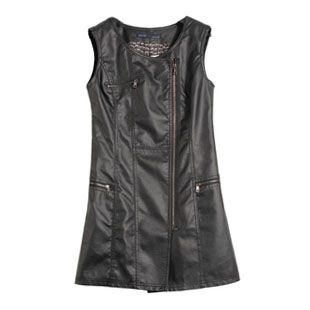 2012 fashion slim oblique zipper slim hip skirt PU one-piece dress leather skirt tank dress
