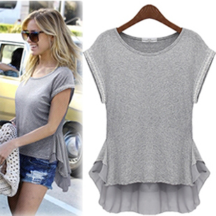 2012 fashion spring and summer new arrival high waist slim expansion bottom short-sleeve top casual all-match sweater